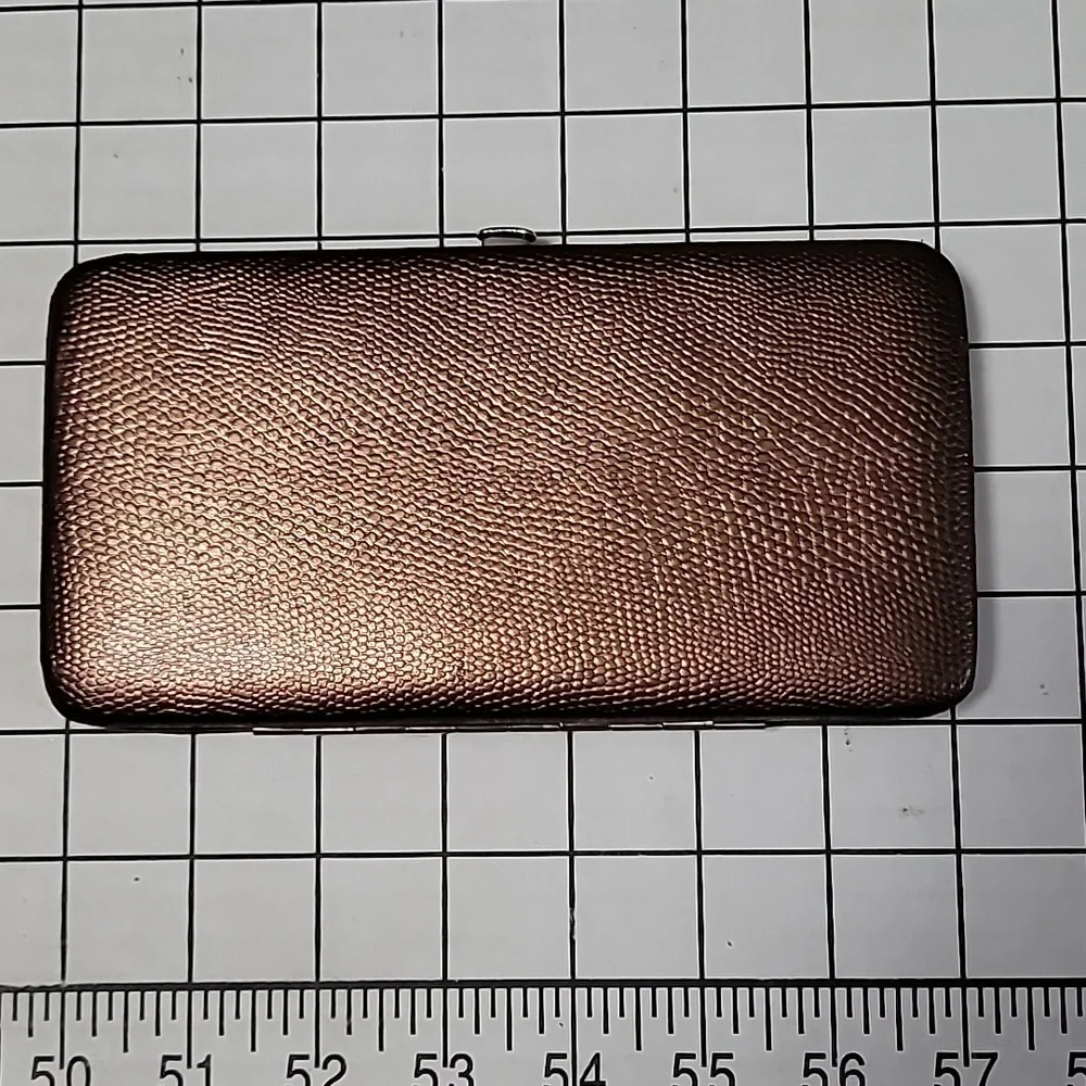 Bronze Slimline Wallet Clutch Faux Reptile‎ Print - Gently Preloved